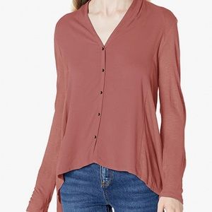 Lucky Brand High Low Button-Front Blouse